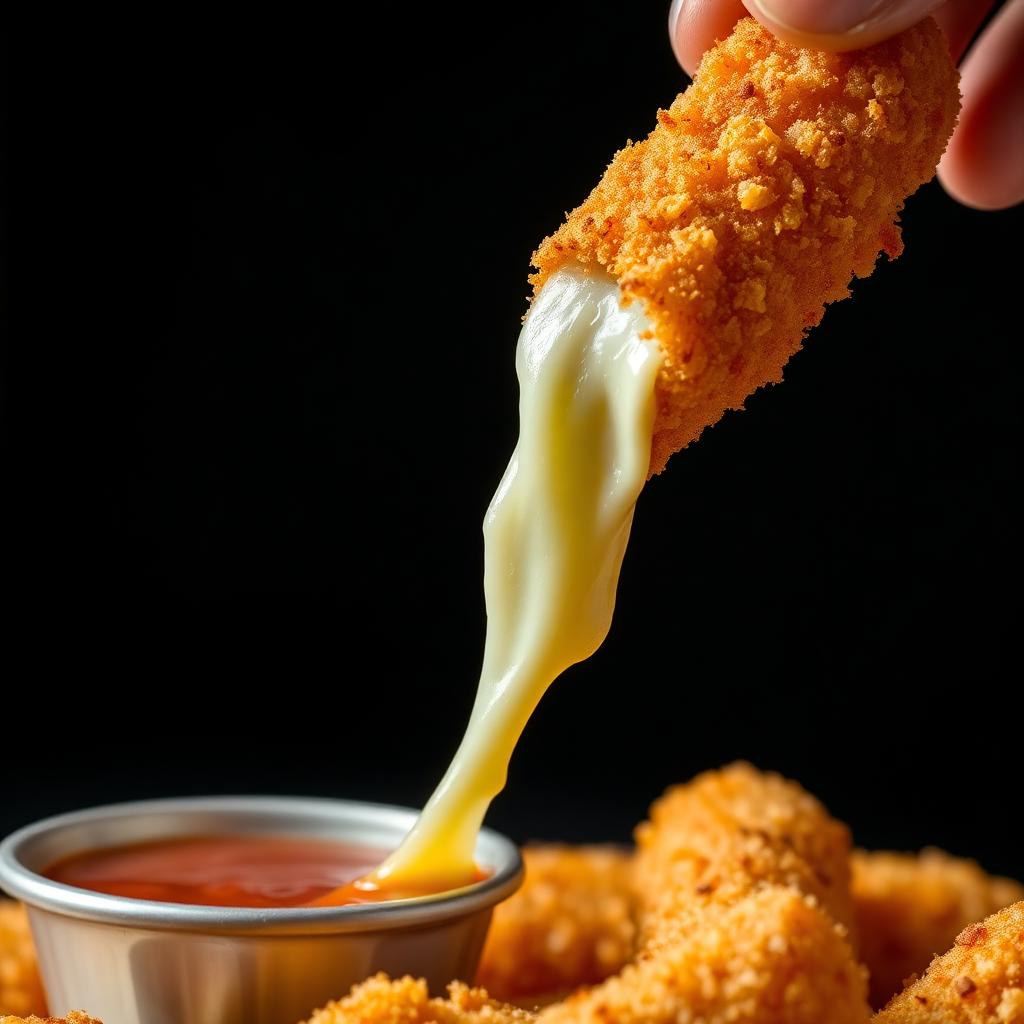 Dave's Hot Mozz mozzarella sticks with cheese pull