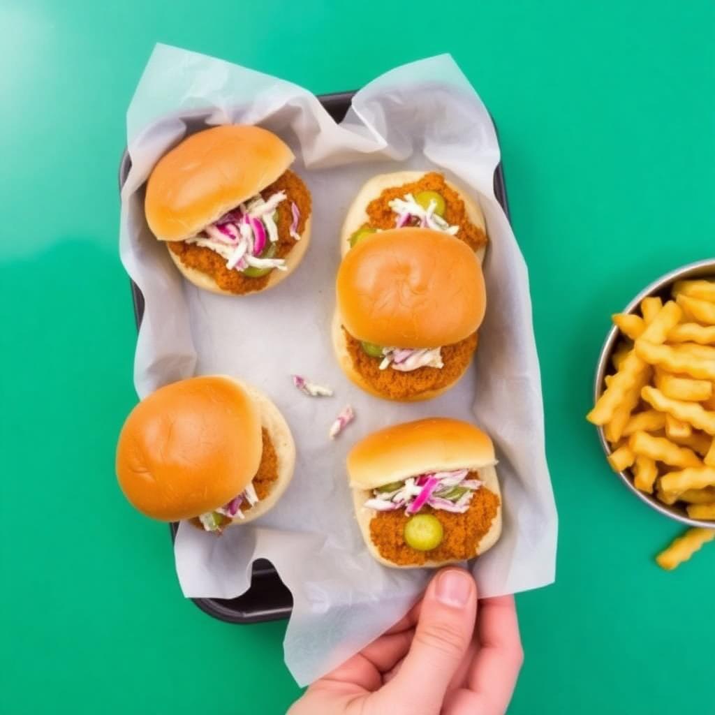 Dave's Mini Sliders on a branded tray