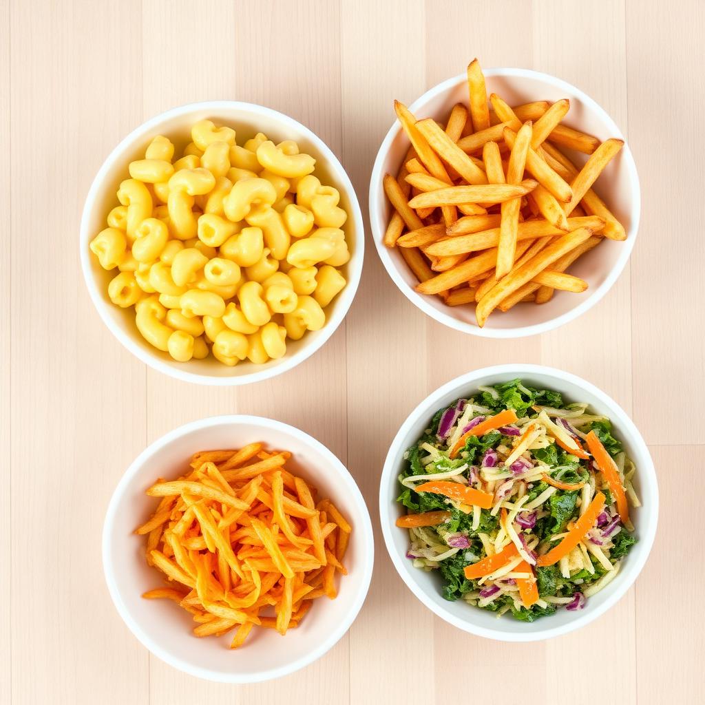 Dave's Hot Chicken sides — mac & cheese, fries and slaw