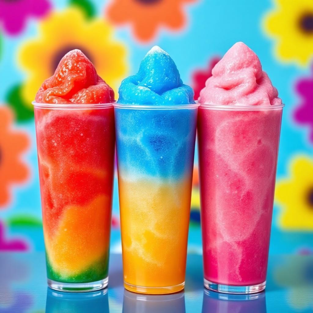 Colorful Slushers lineup at Dave's Hot Chicken